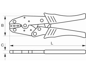 Alicates de carraca para terminales aislados con lazo de alambre metálico fijo | TAHCRW01